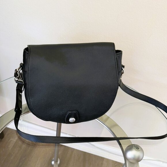 Rag & Bone Black Pebble Leather Flight Saddle Bag w/silver hardware - Picture 6 of 11